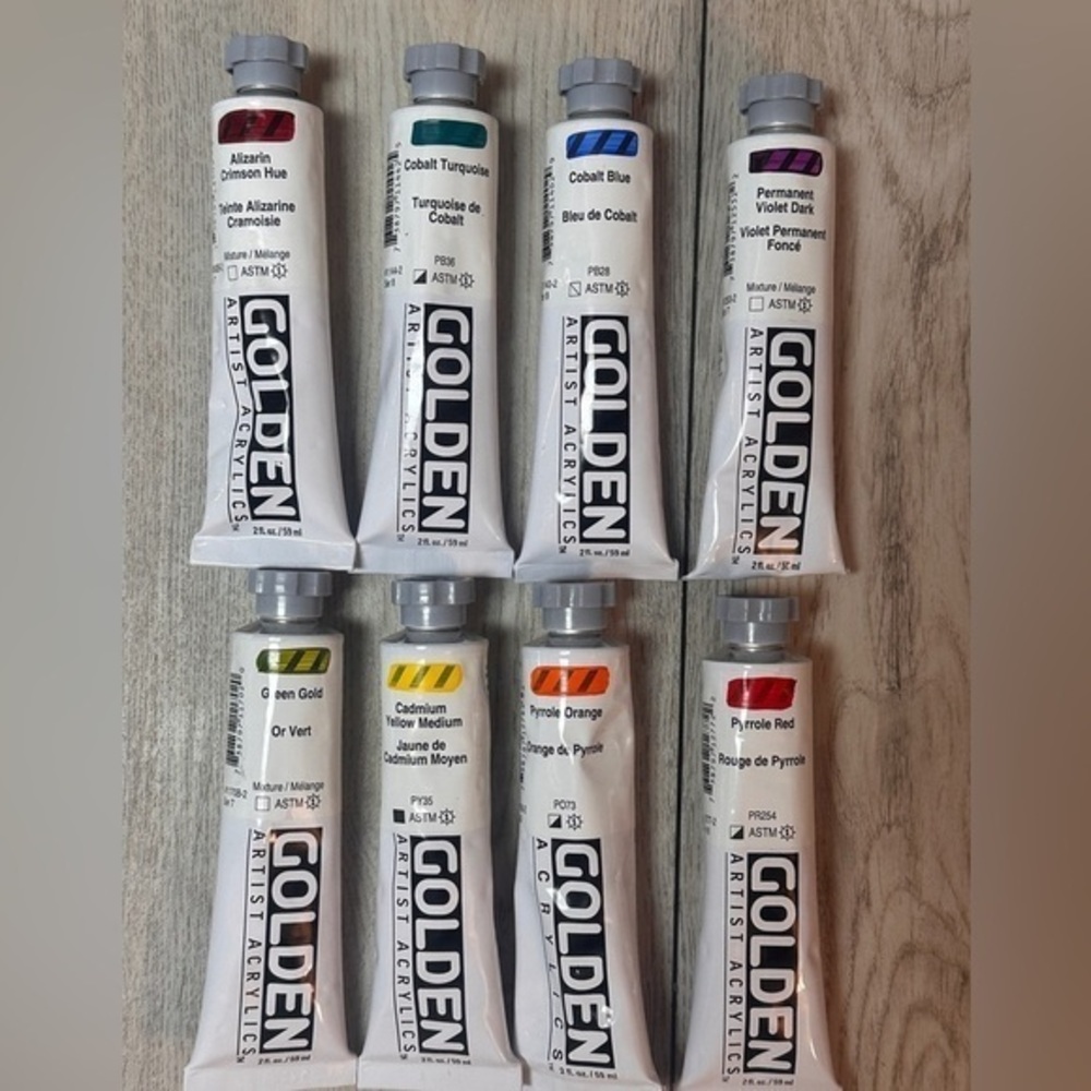 NEW 8 Golden Heavy Body Acrylic Paint Tubes, -2 oz each tube Painting Supplies